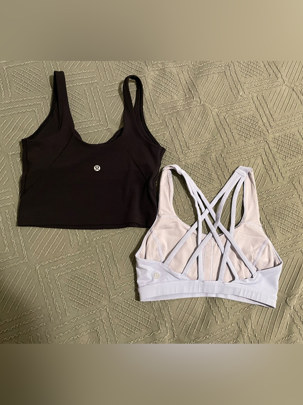 Lululemon Black Sports Bra size 2 & light blue Strappy Sports Bra Set size 4